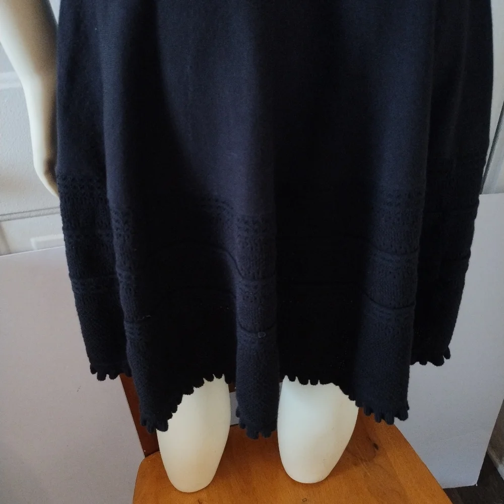 Kate Spade Sweater Knit Pointelle Dress Ruffle Neck Sleeves Fit & Flare Academia